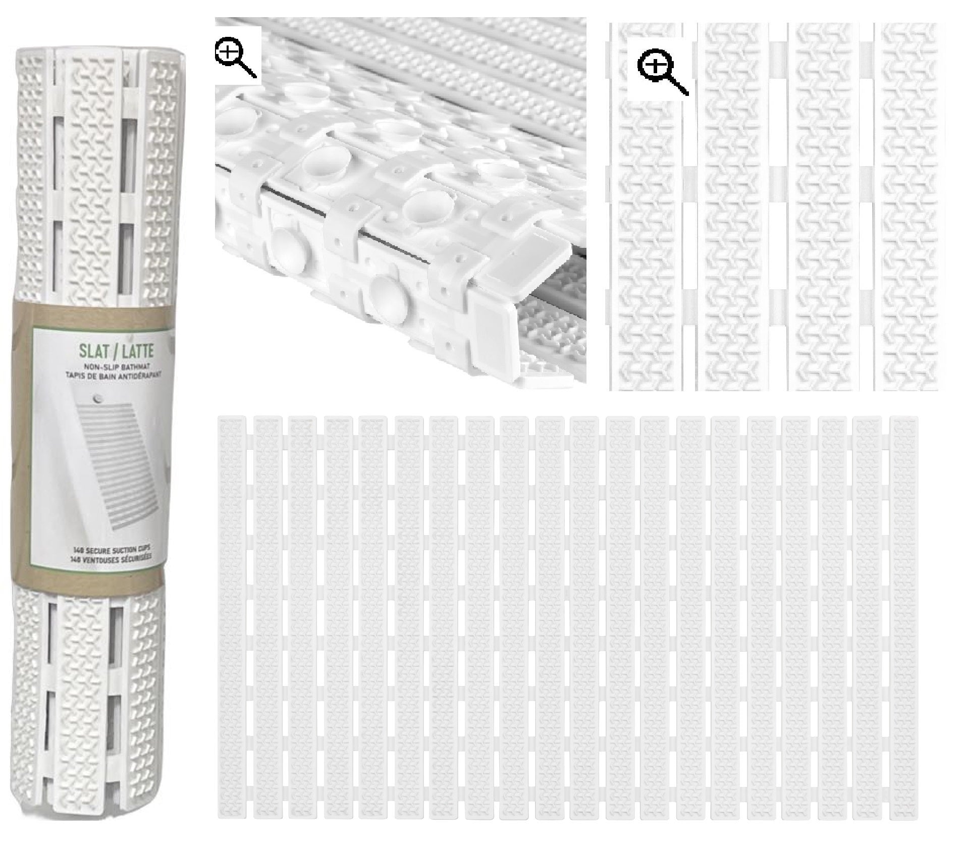 White Slat Bathtub Mat