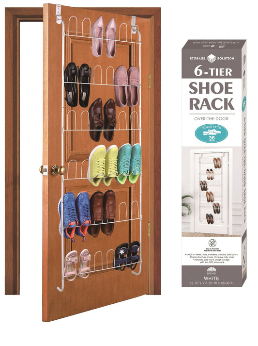 6Tier OvertheDoor Shoe Rack, Holds 36 Shoes