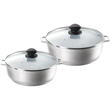 IMUSA 2.5/7.0qt Cast Aluminum Caldero 2pc Set with Glass Lid - 22/30cm