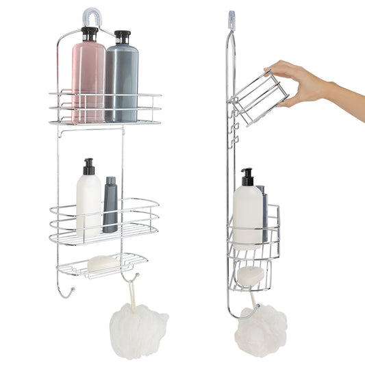 2 Tier Jumbo Adjustable Shelf Chrome Shower Caddy