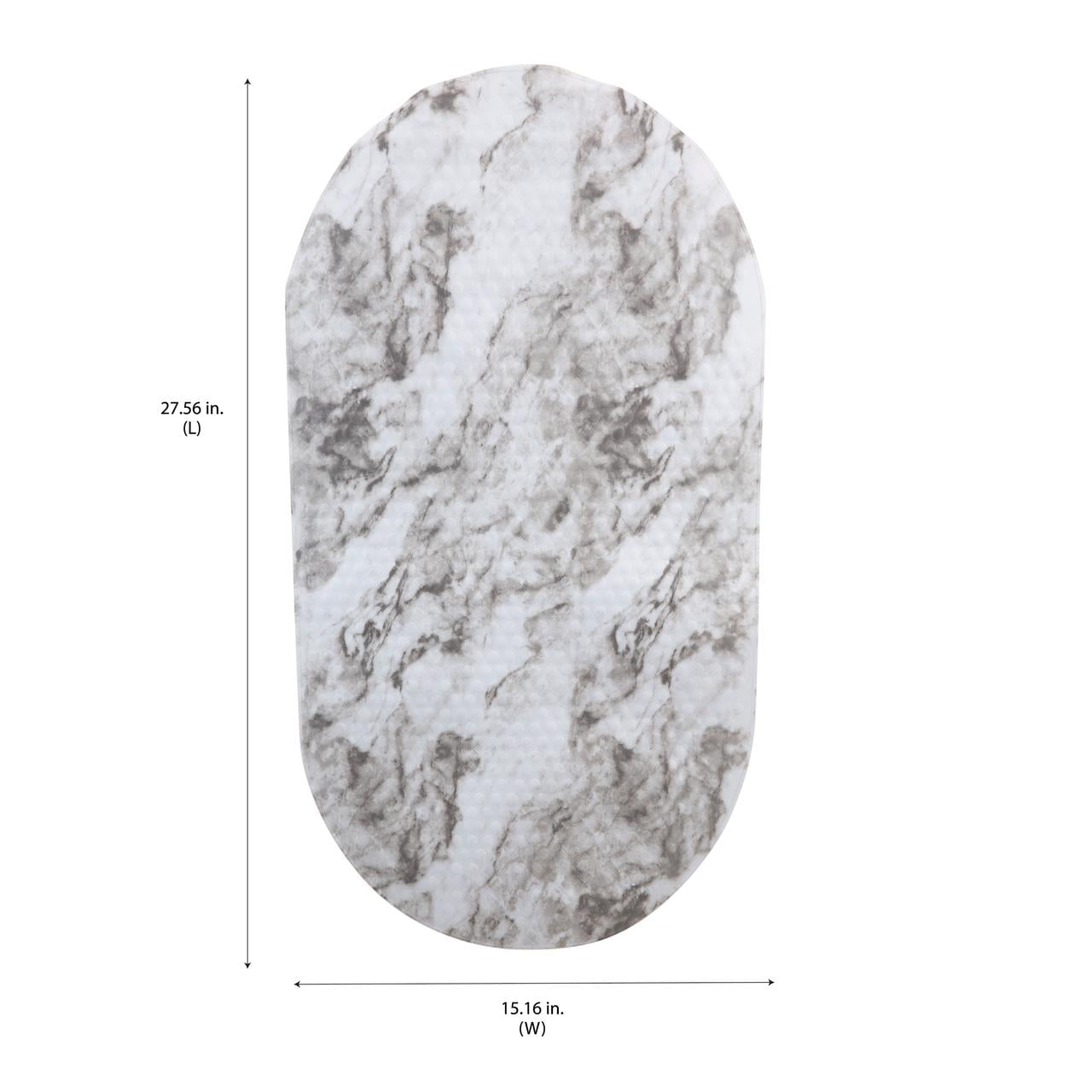 Bath Bliss Oval Bubble Gray Non-Slip Bath Mat - Marble Print - 27.6" x 15.2