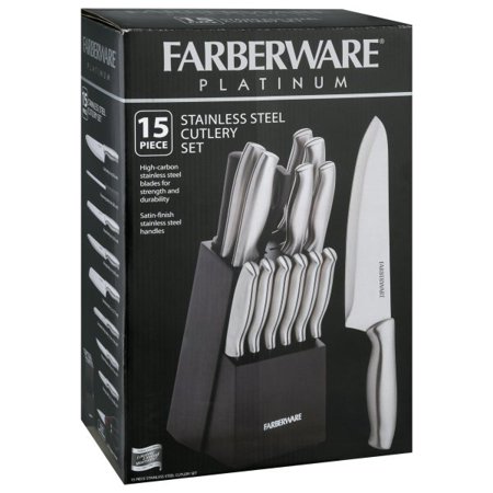 Farberware 15-Piece High Carbon Stamped Stainless Steel Knife Block Set