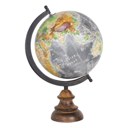 8" BLUE World GLOBE WITH WOOD BASE