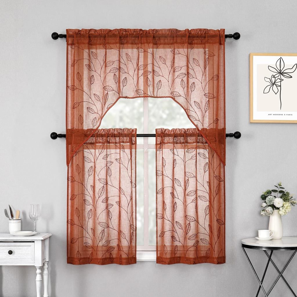 3 PIECE SHEER WINDOW SET Orange