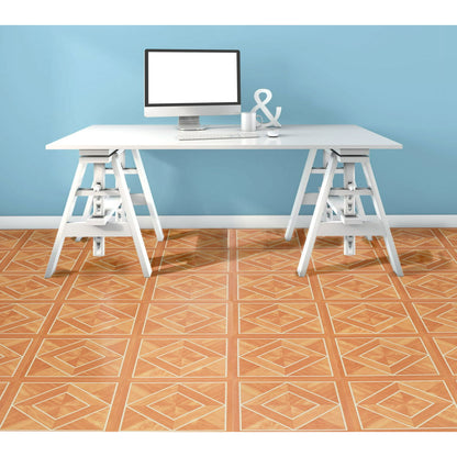 Nexus Achim 12"x12" 1.2mm Peel & Stick Vinyl Floor Tiles 45 Tiles/45 Sq. ft. White Border Classic Inlaid Parquet