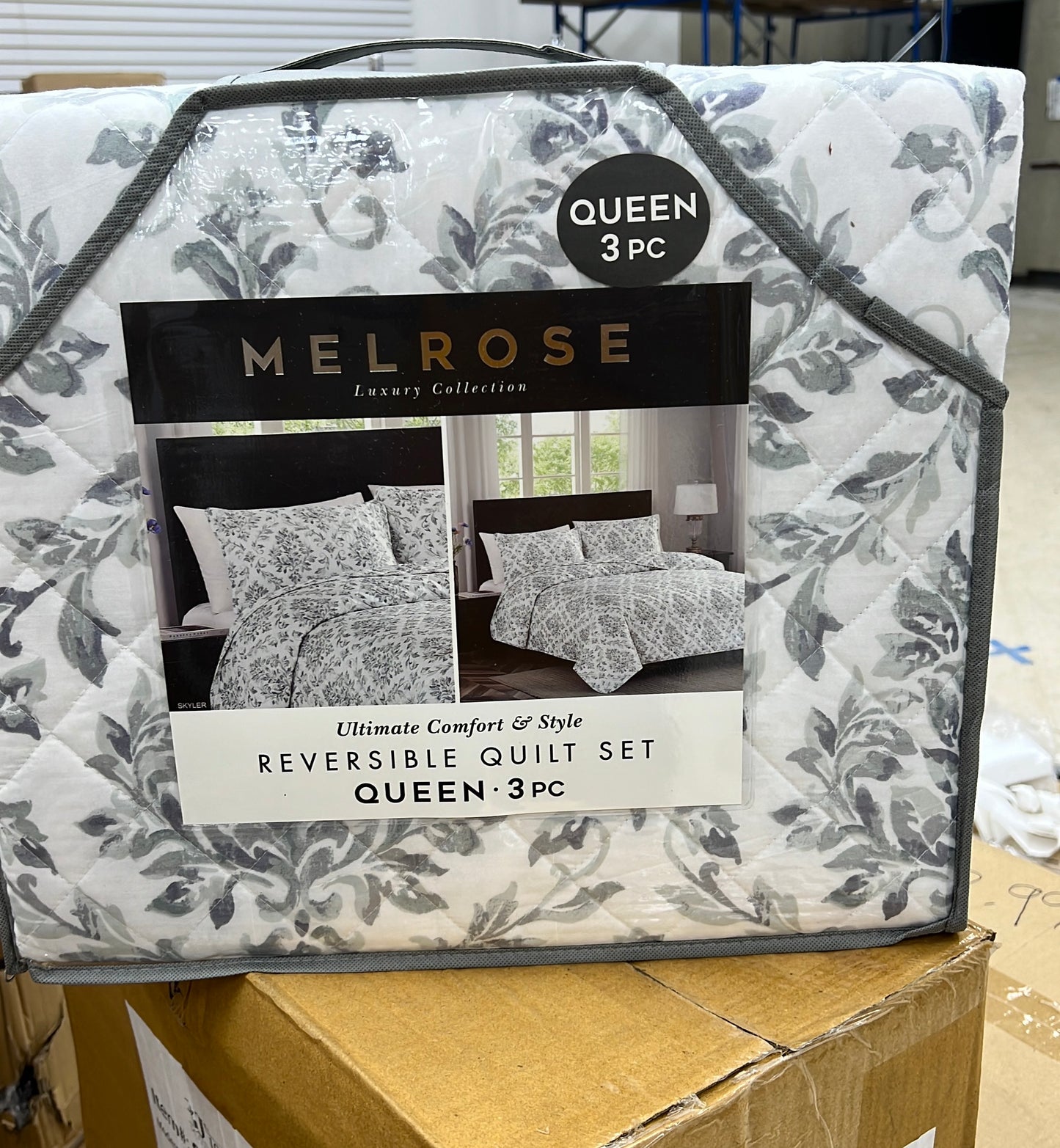 RT Designers Collection Melrose Skyler 3pc Stitched Quilt OB Q