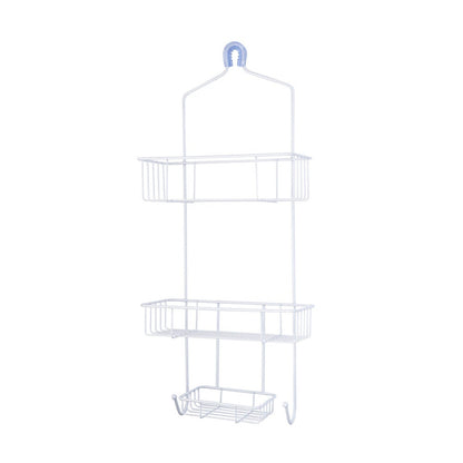 Large Shower Caddy with Soap Dish & Hooks - White