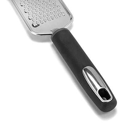 Dominion Cheese Grater Stainless Steel - Durable Rust-Proof Metal Lemon Zester Grater with Handle - Flat Handheld Grater for Cheese, Chocolate, Spices