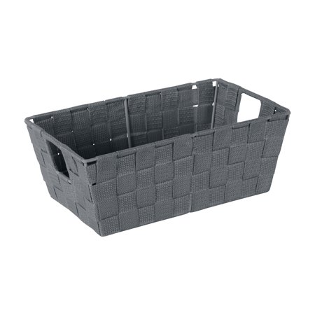 Simplify Small Woven Storage Shelf Bin in Grey