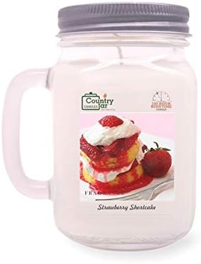 Country Jar Strawberry Shortcake Soy Candle (Mason with Handle) 16 oz. - 100 Burn Hours