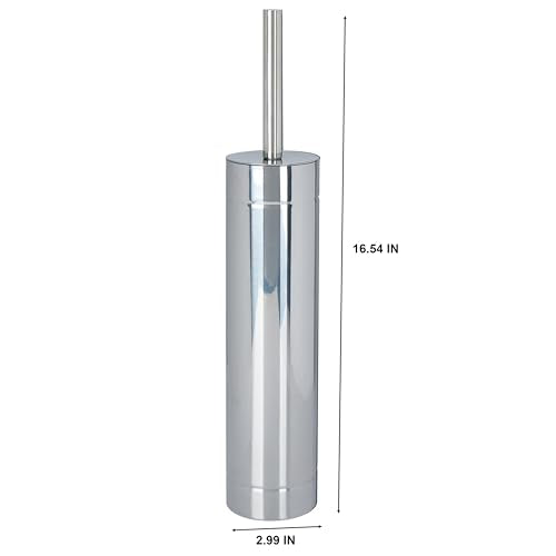 Bath Bliss Toilet Brush with Weighted Base | Slender Design | 360 Degree Brush | Bathroom Cleaning | Chrome