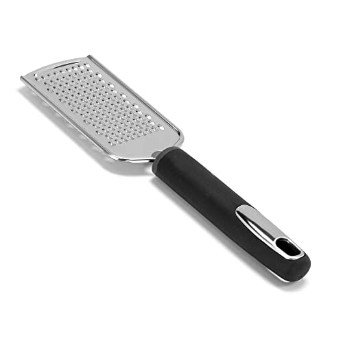 Dominion Cheese Grater Stainless Steel - Durable Rust-Proof Metal Lemon Zester Grater with Handle - Flat Handheld Grater for Cheese, Chocolate, Spices