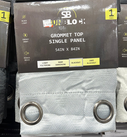 SUNBLOCK Grommet Top Curtains for Bedroom, Single Panel, 54" x 84", Silver