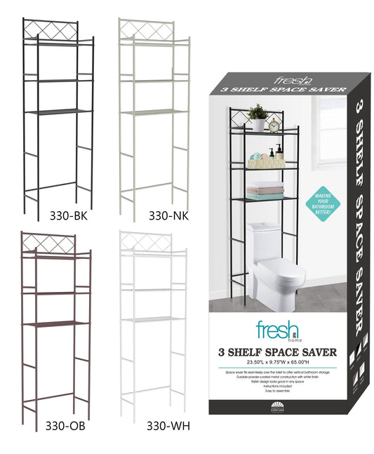 Fresh Home Bathroom Space Saver | 3 Shelves - Assorted