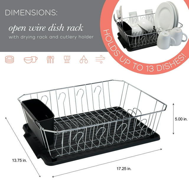 Kitchen Details Twisted Chrome 3 Piece Dish Rack in Black