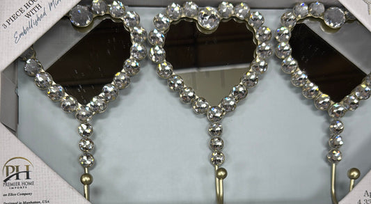 Premier home 3 piece hook set with embellished mirror