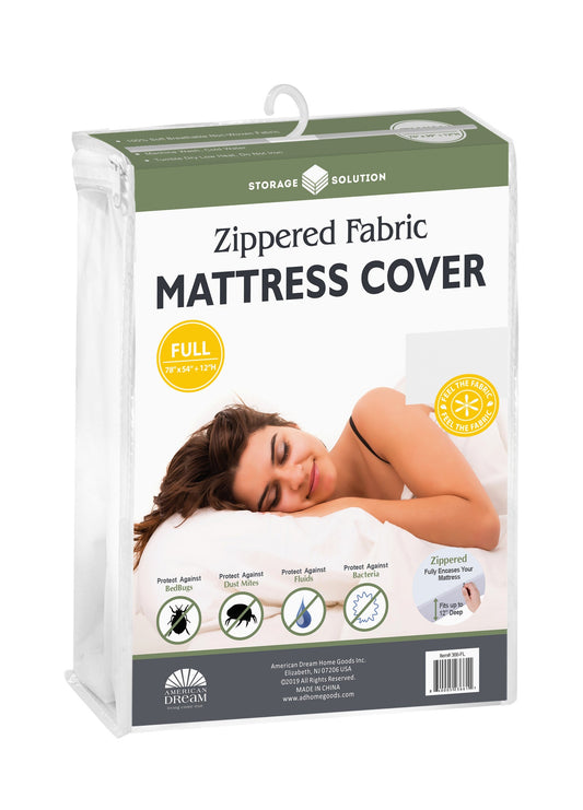 Full  12" Deep Fabric Mattress Cover with Zipper