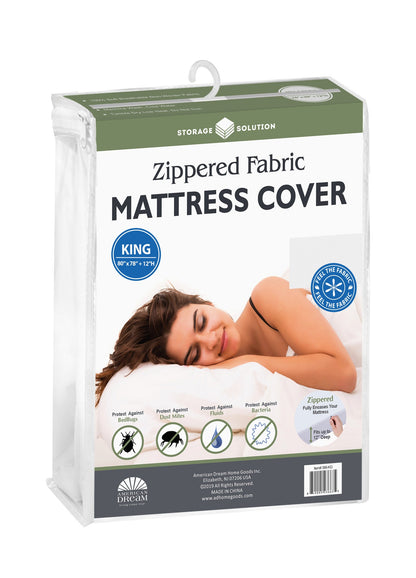 King  12" Deep Fabric Mattress Cover with Zipper