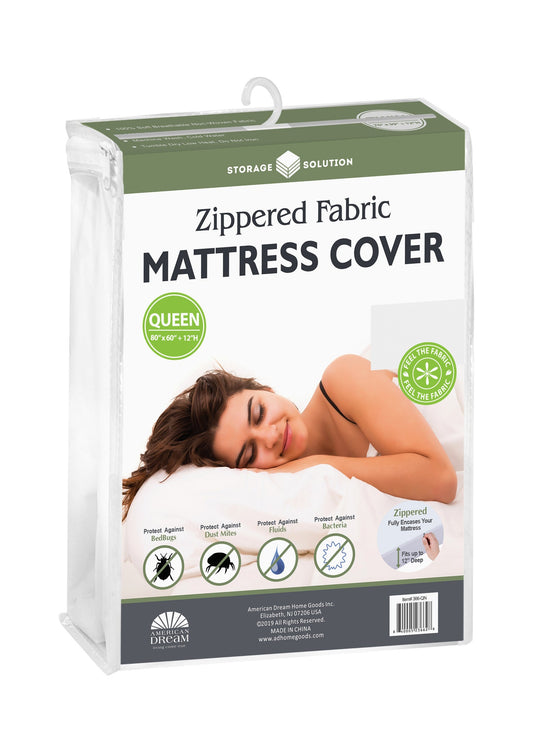 Queen  12" Deep Fabric Mattress Cover with Zipper