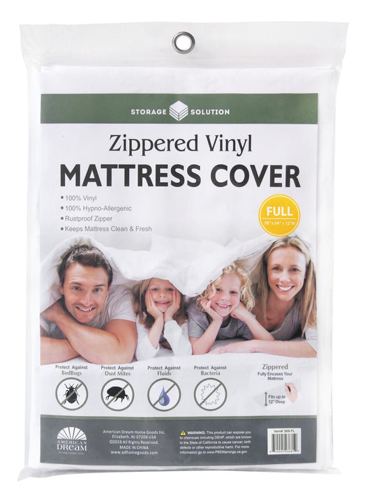 Full  12" Deep PVC Mattress Cover with Zipper