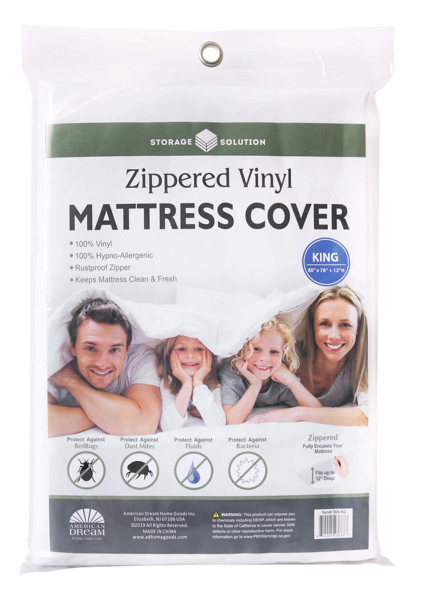 King  12" Deep PVC Mattress Cover with Zipper