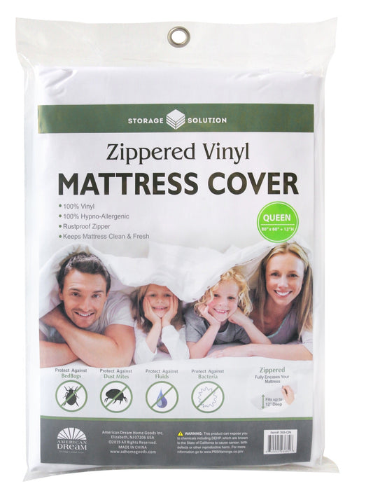 Storage Solutions PVC Hypoallergenic Mattress Cover and Protector with Zipper - Queen