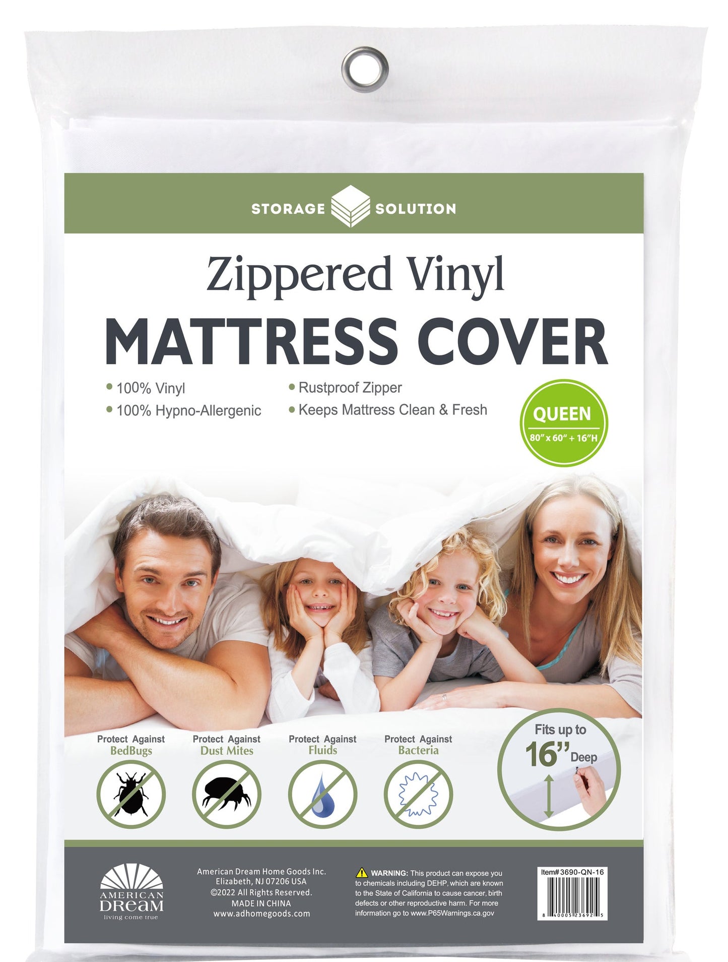 Queen16" PVC Mattress Cover with Zipper