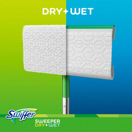 Swiffer Sweeper 2-in-1 Dry and Wet Multi-Surface Mopping Starter Kit (1-Mop, 10-Refills), White