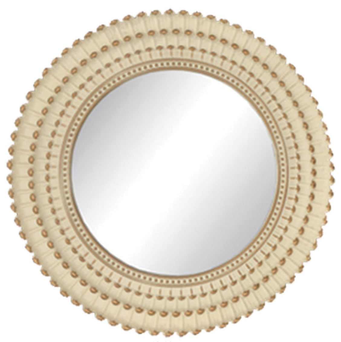 ROUND BEADED MIRROR - BRUSHED CREAM/BRUSHED WHITE/AQUA BRUSH/ELECTRON GREY BRUSH - SIZE: 22"