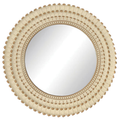 ROUND BEADED MIRROR - BRUSHED CREAM/BRUSHED WHITE/AQUA BRUSH/ELECTRON GREY BRUSH - SIZE: 22"