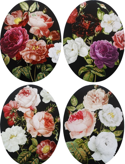 FLORALS LACQUERED OVAL CANVAS W/ GOLD FOIL - SIZE: 24" x 32" Oval