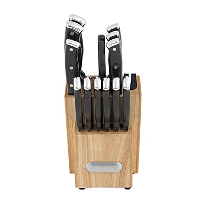Farberware Edgekeeper Triple Riveted Knife Block Set W/ Built in Sharpener, 14-Piece Stainless Steel in Black/Gray, Size 12.4 H X 9.65 W X 5.91 D in