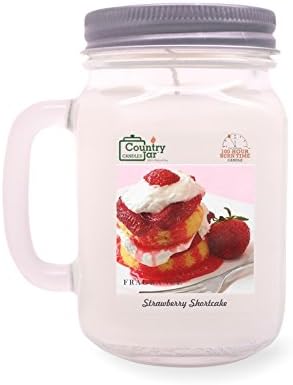Country Jar Strawberry Shortcake Soy Candle (Mason with Handle) 16 oz. - 100 Burn Hours