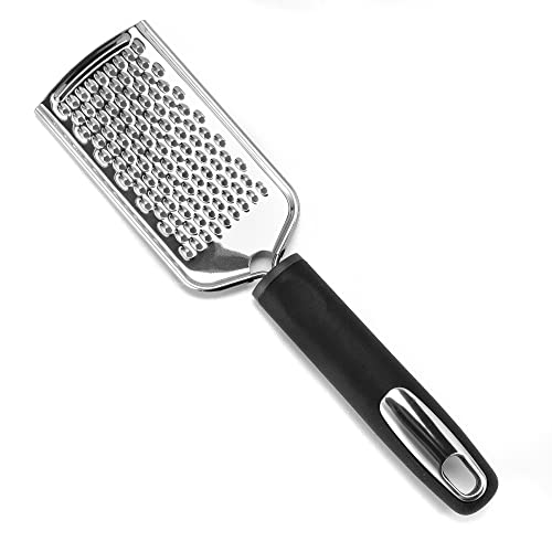 Dominion Cheese Grater Stainless Steel - Durable Rust-Proof Metal Lemon Zester Grater with Handle - Flat Handheld Grater for Cheese, Chocolate, Spices