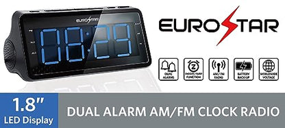 Dual Alarm AM/FM Clock Radio, Black