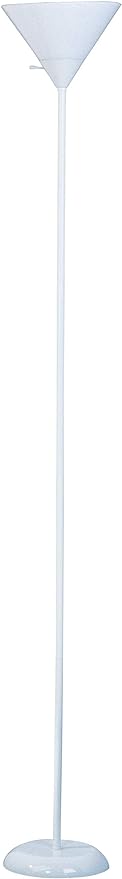 Park Madison Lighting Incandescent Torchiere Floor Lamp - White Finish with White Shade