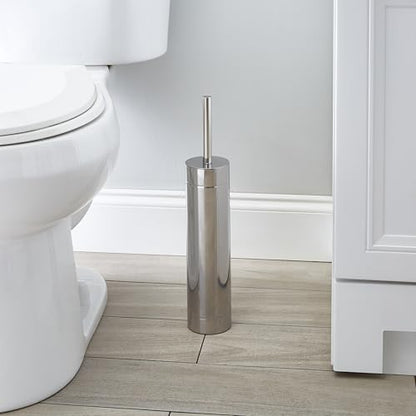 Bath Bliss Toilet Brush with Weighted Base | Slender Design | 360 Degree Brush | Bathroom Cleaning | Chrome