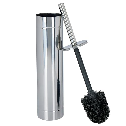 Bath Bliss Toilet Brush with Weighted Base | Slender Design | 360 Degree Brush | Bathroom Cleaning | Chrome