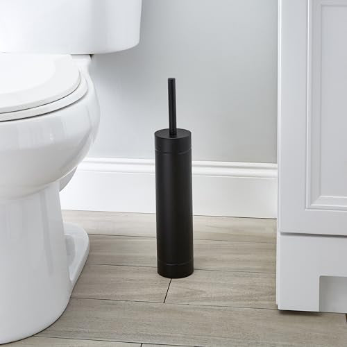 Bath Bliss Toilet Brush with Weighted Base | Slender Design | 360 Degree Brush | Bathroom Cleaning | Black