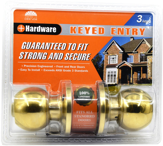 Polished Brass  Keyed Entry Lock