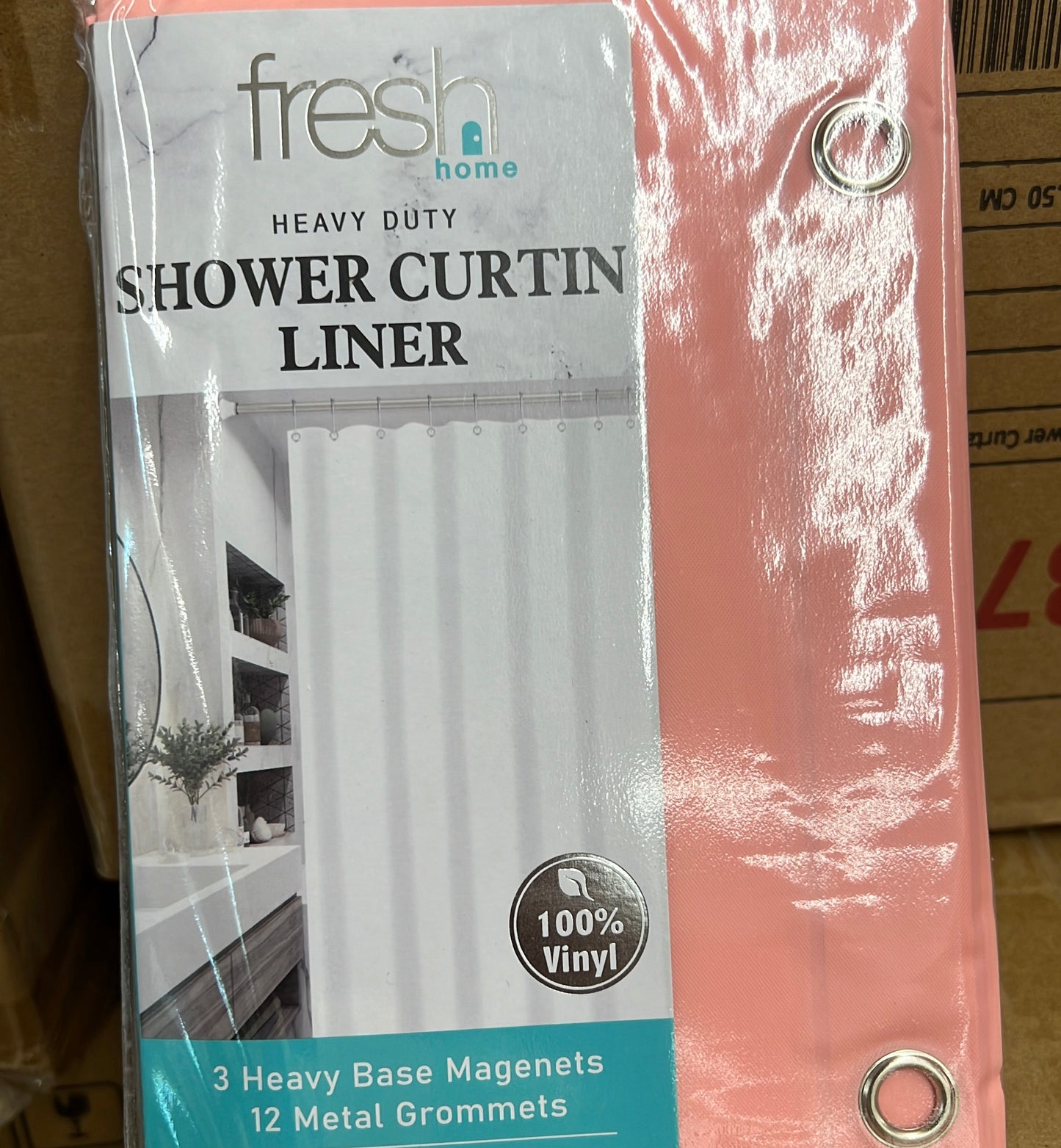 Peach PVC Shower Curtain Liner