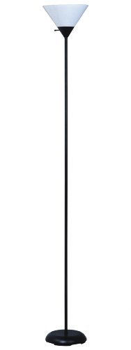 Park Madison Lighting PMF-3127-31 Contemporary Design 72-Inch High 150-Watt Incandescent Torchiere Floor Lamp, Black Finish with White Shade