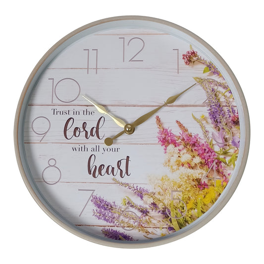 12" ROUND CLOCK - FLORAL ASST