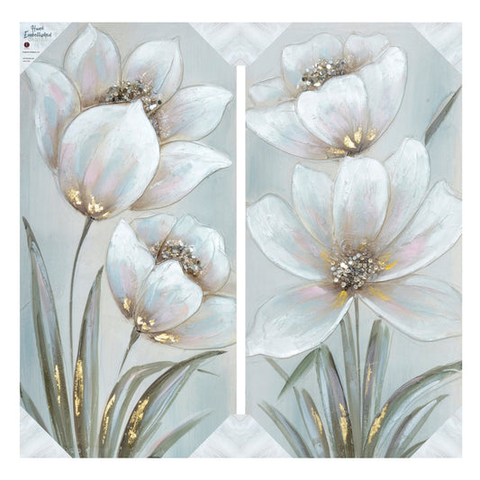 2PC IN THE GARDEN HAND EMBELLISHED CANVAS SET - SIZE: 2 - 12" x 24" Images