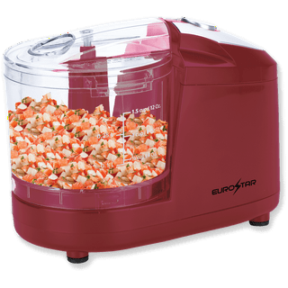 EUROSTAR 1.5 Cup One Touch Electric Mini Food Chopper (Red)