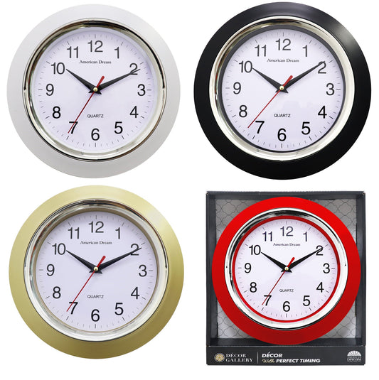 10? NoTicking Wall Clock, Assorted Colors