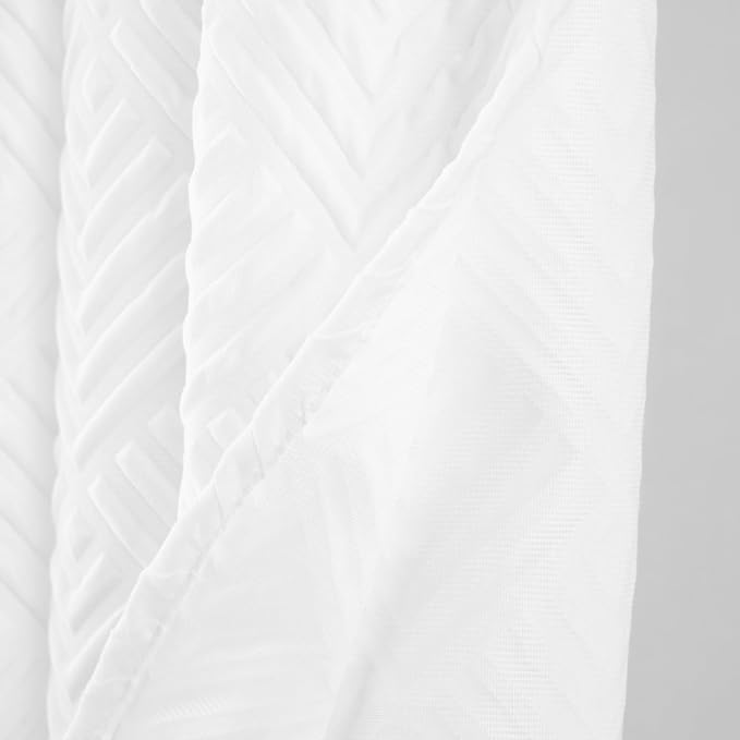 Jackie 3D Embossed Solid Shower Curtain - Thumbnail 3