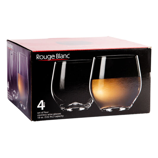 Rouge Blanc Stemless Wine Glasses - Set of 4 