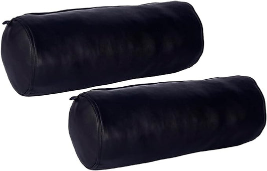 Leather Lovers Round Cervical Roll Cylinder Bolster Pillow Cover