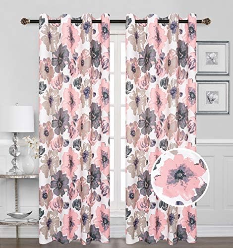 Naples Pink Printed Blackout Grommet Panel - Elegant 54''x84” Window Treatment